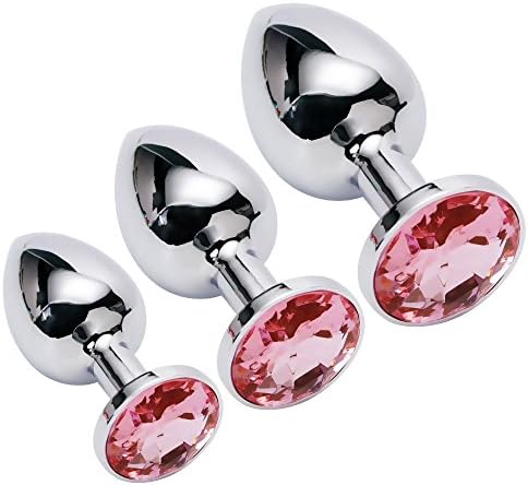 ITmonsterl 24- Designed for Beginners - 3-Piece Stainless Steel Round gem ' B-û-tt Plugs (Pink1)
