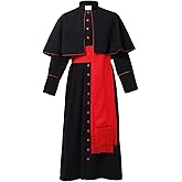 BLESSUME Priest Soutane Roman Cassock Costume Minister Choir Cassock with Cincture Band Belt