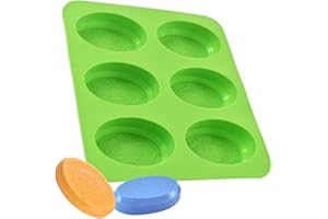 Newk Silicone Oval Soap Molds, 6-Cavities DIY Handmade Soap Mold with Mixed Flower Patterns for Milk Soap