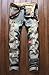 Men's Ripped Slim Jeans with Badges A777 36