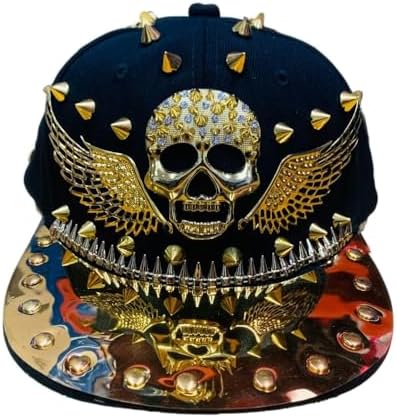 Hip Hop Hat,Flat-Brimmed Hat,Rock Cap,Adjustable Snapback Hat for