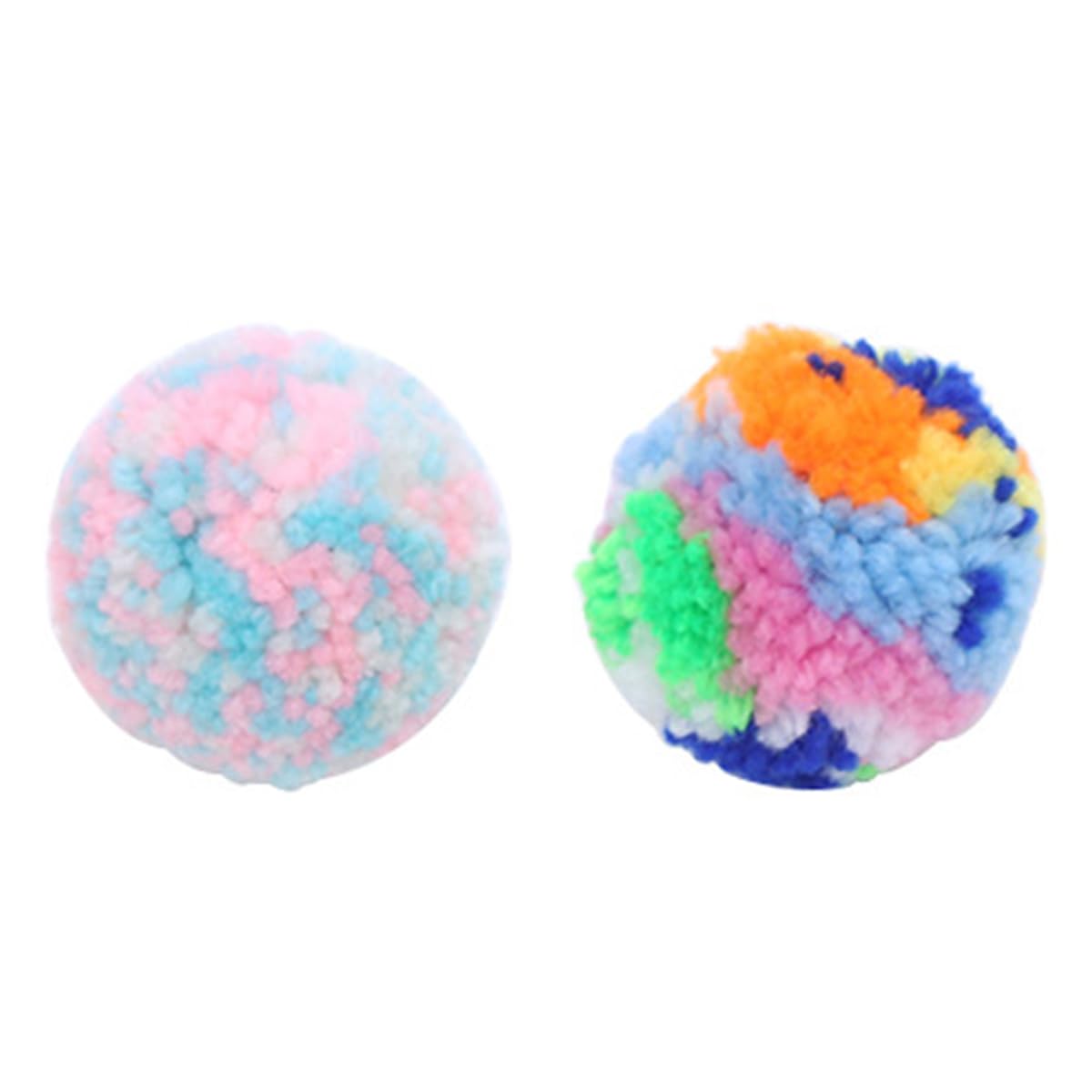Sarini 2 Pcs Assorted Color Cat Ball, Interactive Colorful Woolen Yarn Cat Balls, Cat Balls Kitten Chasing Games for Indoor Playing,Chasing/Teeth Grinding/Chewing/Training