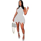 Elainone 2 Piece Outfits for Women Summer Shorts Sets Bodycon Sleeveless Tops High Waist Drawstring Shorts with Tassel