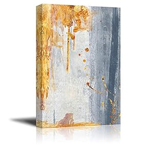 Canvas Wall Art - Abstract Painting with Grunge Golden Texture - Giclee Print Gallery Wrap Modern Home Art Ready to Hang - 12x18 inches