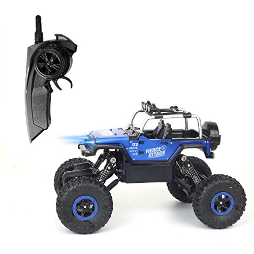 RC Cars Off-road Vehicles Jeep Trucks 4WD RC Trucks 1:18 Monster Trucks 2.4GHz RC Hobby Cars High Speed Racing Cars with LED Light - Blue