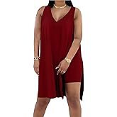 Difanlv Plus Size Women 2 Piece Outfits, Sleeveless Tunic Tops Bodycon Biker Shorts Set, Summer Casual Oversized Tracksuit