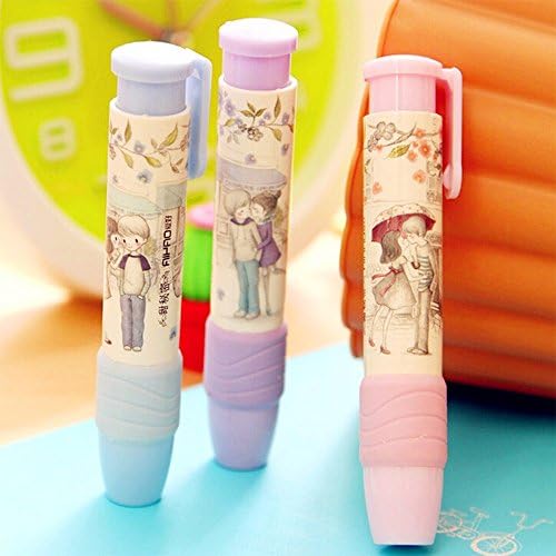 BOGOFOU 3PCS Extension Type Cute Design Plastic Erasers Cute Creative Stationery and Office Supplies