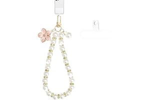 BERITNI Phone Charm, Beaded Phone Wrist Strap, Pearl Phone Wristlet Bracelet Strap, Cute Phone Chain Lanyard Accessory