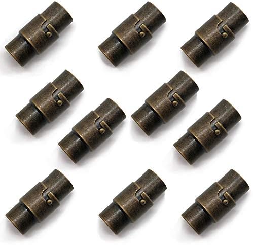 REVEW 10sets Retro Bronze Leather Cord End Cap/Magnetic Clasp with Locking Mechanism Leather Rope Bracelet Buckle (7-10)
