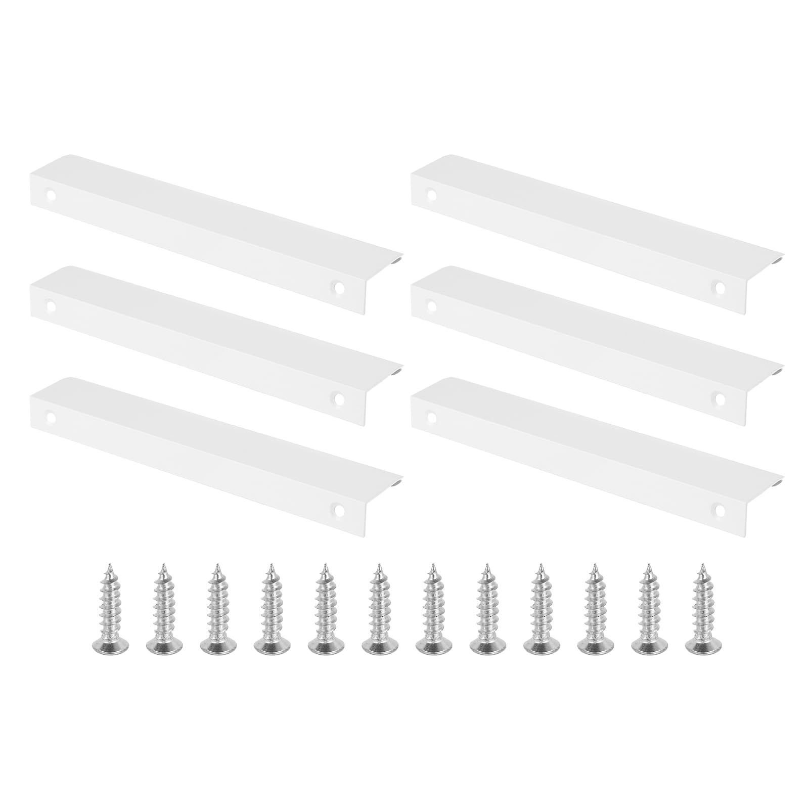 PATIKIL Mount Finger Edge Pull, 6 Pack 150mm/5.91" Aluminum Alloy Concealed Handle Cabinet Edge Pulls with Screws for Home Kitchen Furniture Door Drawer, White
