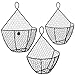 MyGift Wall Mounted Brown Metal Chicken Wire Hanging Fruit Basket, Country Farmhouse Kitchen Vegetables and Produce Storage Bin, Set of 3