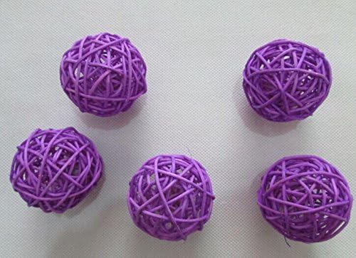 10pcsHandmade Wicker Rattan Balls, Garden, Wedding, Party Decorative Crafts, Vase Fillers, Rabbits, Parrot, Bird Toys (3CM, 3# Light Purple)