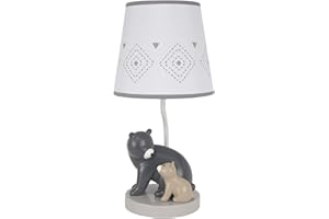 Lambs & Ivy Woodland Forest Gray Bears Nursery Lamp with Shade & Bulb