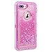 Dexnor iPhone 7 Plus Case Glitter 3D Bling Sparkle Flowing Liquid Transparent 3 in 1 Shockproof TPU Silicone Core + PC Frame Protective Defender Cover for iPhone 8 Plus/7 Plus/6s Plus - Pink