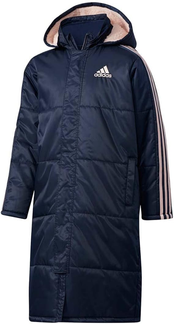 Amazon Co Jp Adidas アディダス ジュニア ガールズ エッセンシャルズ ボアコート ロングコート ベンチコート ネイビー Duw11 Cg2243 160 スポーツ アウトドア