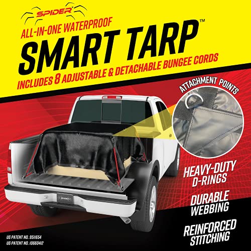 Spider Waterproof Truck Tarp (7’1” W x 7’6” L) Heavy Duty Cargo Net