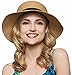 JOSENI Women Floppy Sun Beach Straw Hats Wide Brim Packable Summer Cap (Khaki)