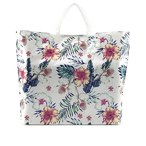 Boutique Shopping Bags. 100 Glossy Purple and Teal Plastic Merchandise