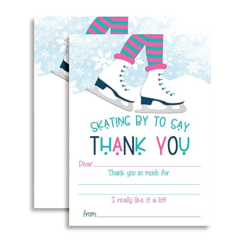 image for Ice Skating Birthday Thank You Notes for Girls, Ten 4