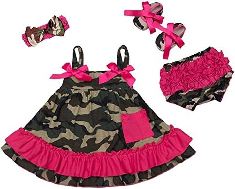 4Pcs Baby Girl Clothes Sets Skirt + Headband Shorts + Shoes Infant Clothing Set