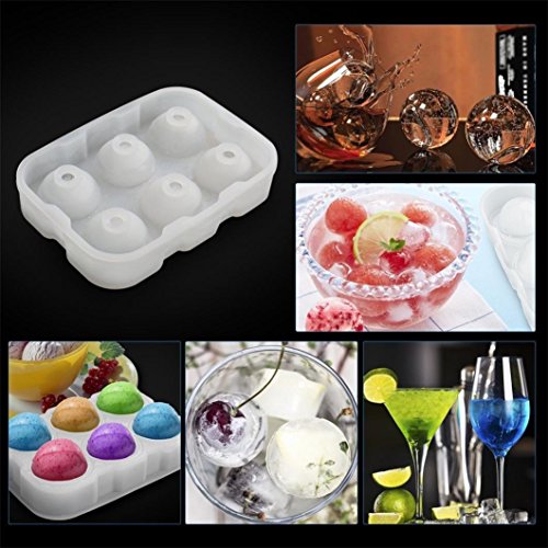 Botrong® Spheres Ice Ball Tray Molds Clear Round Silicone Ice Molds with Lid for Whiskey (White)