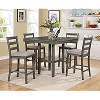 Tahoe 5-Pc Grey Wood Counter Height Table Set by Crown Mark