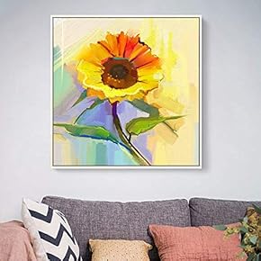 Floating Framed Canvas Wall Art for Living Room, Bedroom Vintage Flower Abstract Colorful Painting Canvas Prints for Home Decoration Ready to Hang - 16x16 inches