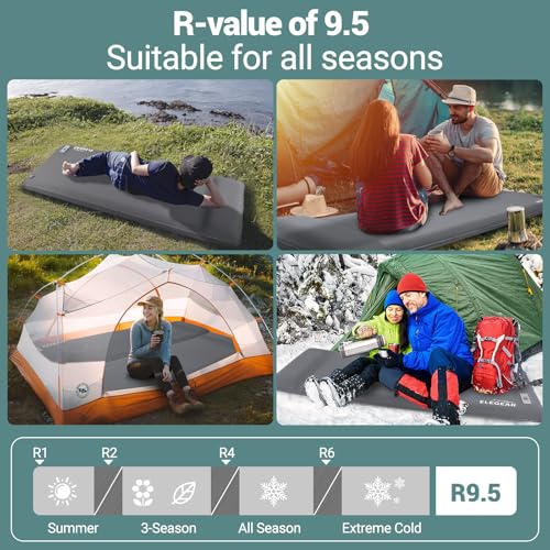 Elegear Colchoneta Memory Foam Bomba Eléctrica Incorporada, 8cm Ultragruesa | Espuma Memoria Sleeping Pad para Camping, Tapete de Autoinflable para Viajes en Coche, Acampar, Autohinchable Colchón Dormir