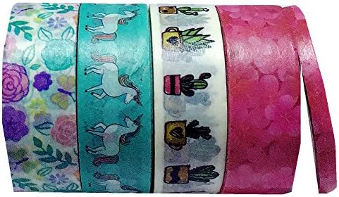 5 Rolls Washi Tape, 393'' Pink Red Cherry Blossoms Succulent plants Kawaii Scrapbooking Tools Japanese Stationery Unicorn Adesiva Decorativa Scotch Tape
