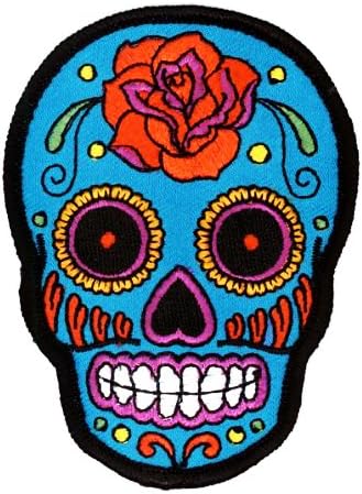 Tribal Tattoo Rockabilly Biker Blue Skull Giant Embroidered Back Patch