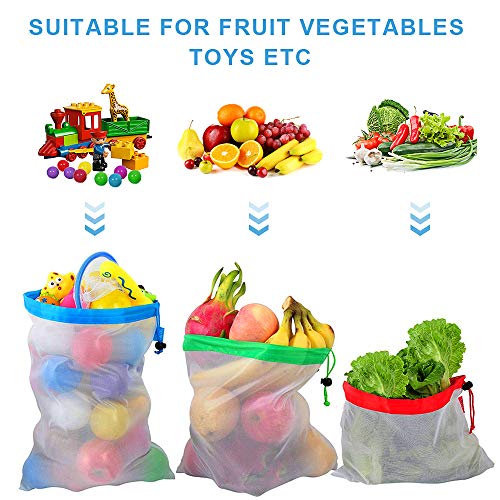 image for mixigoo Reusable Mesh Produce Bags - Premium Washable Mesh Bags for Gr