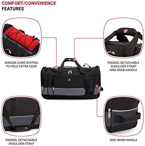 SWISSGEAR 20" Duffel Bag | Gym Bag | Travel Duffle Bags | Men's and Women's - Grey/Black 2 SWISSGEAR 20" Duffel Bag | Gym Bag | Travel Duffle Bags | Men's and Women's - Grey/Black