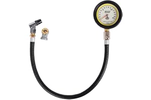 Joes Racing Products Tire Pressure Gauge, Pro Tire, Glow in The Dark, 0-15 psi, Analog, 2-1/2 in Diameter, White Face, 1/2 lb. Increments, Each,32315,Black
