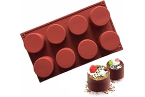 8-Cavity Round Cylinder Soap Mold Cupcake Silicone Mold Handmade Cylinder Mold for Cake, Bread, Cupcake, Cheesecake, Cornbrea