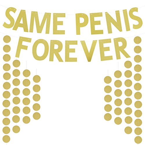 Bachelorette Party Banner - Same Penis Forever - with Gold Confetti Dots Set for Bridal Shower Bachelor Party Decorations