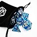 Haxtec DND Dice Set 7PCS Polyhedral Dice for Roleplaying Dice Games as Dungeons and Dragons-Blue Gold Leaf/Foil Polyhedral Dice-Blue Gold Foil