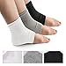 Coopay 3 Pairs Vented Moisturizing Gel Heel Socks Day Night Open Toe Care Socks for Dry Hard Cracked Skin (Black White Gray)