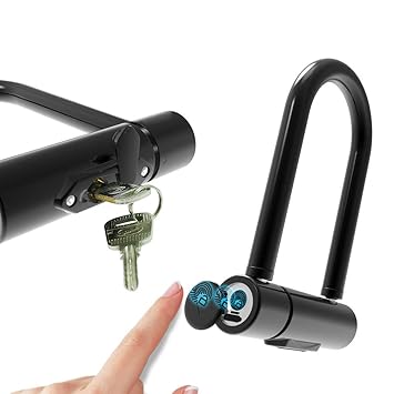 Fahrrad Fingerprint Unlock, U-Lock Intelligente Elektrische Motorrad Diebstahlsicherung Smart U-förmige Sperre Glastürschloss