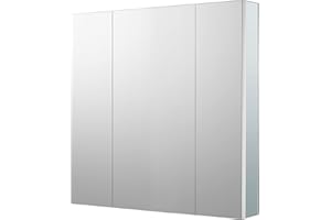 Sunrosa Aluminum Bathroom Medicine Cabinet with Mirror Door, 36"×27.5" Bathroom Mirror Cabinet, Wall-mountable and Recessed-in Mirror Cabinet, 3 Doors Medicine Cabinet Organizer