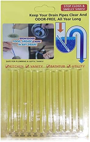 SHUFAGN,Deodorizer For Drainage Cleaning Rod Order Free Sewer Detergent For Toilet Kitchen Bathtub 12pcs/Set(color:YELLOW)
