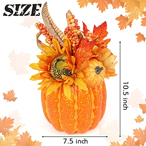 HAKACC Artificial Pumpkin, 13.5 Inches Fake Pumpkin Artificial Vegetable Faux Pumpkin Large Outdoor Pumpkin for Halloween Thanksgiving Day Decorations