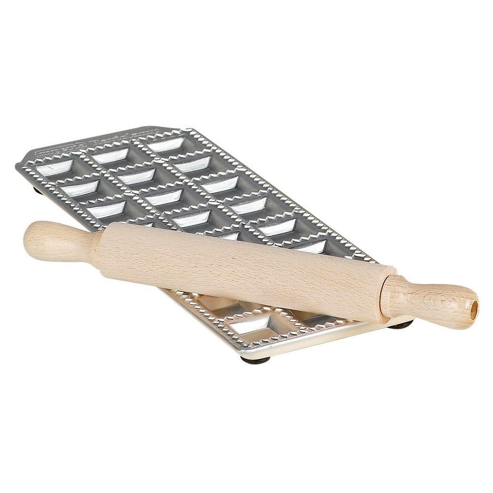 Imperia Italian Twenty Four Hole Ravioli Mould Tray and Rolling Pin