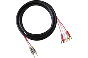 Blue Jeans Cable Canare 4S11 Speaker Cable, with Ultrasonically-Welded Bi-Wire Terminations (One Cable - for one Speaker); Assembled in The USA (10 Foot, Black, Two Bananas to Four Spades)