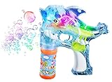 Playo Dolphin Light Up Toy Gun Bubble Blaster - For Kids, Boys, Girls, Playing, Outdoors, Indoors, Fun Activities & Party Favors Bubble Machine