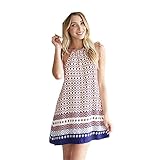 Sannysis Summer Casual Sleeveless Strap Backless Beach Mini Dress (M)
