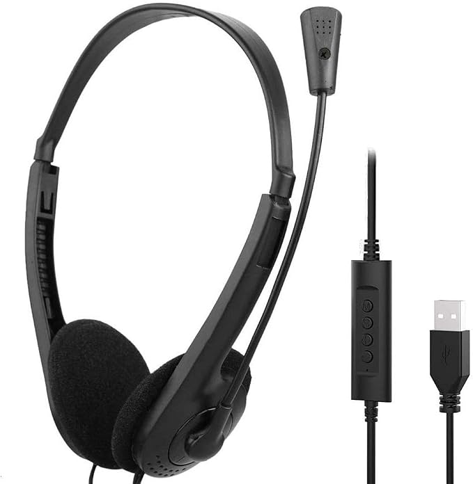 Cuffie con Cavo USB Webinar Cuffie PC Biauricolari con Microfono con  Cancellazione del Rumore PC Cuffie USB Call Center Insegnamento online  Cuffie per Business per Skype Giochi lencicol Accessori Informatica