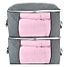 Jumbo Zippered Storage Bag for Closet King Comforter, Pillow, Quilt, Bedding, Clothes, Blanket Organizers with Large Clear Window & Carry Handles Space Saver (2 Pack Grey)