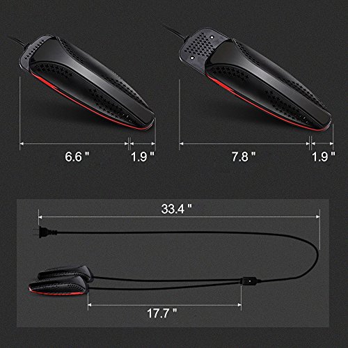LOHOME 1-Pair Electric Shoe Dryer with Timer- Boot Dryer Shoes Warmer Shoes Drying Device Footwear Heater Dehumidify Disinfector Deodorizer (Black) - Thumbnail 5