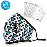 ANALAN Anti Pollution Dust Mask Washable Face Mask For Dust With Filter 7pcs N99 Filters,Unisex Size(Pink Christmas)