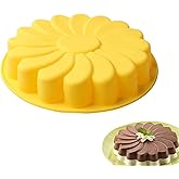 Dynaeuty Silicone Cake Mold, 9 inch Fluted Flower Shape, Non-Stick Baking Pan for Chocolate Jello